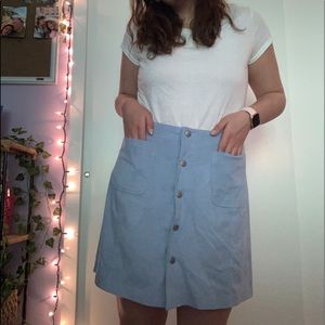 Belle Sky Light Blue Button-Front Skirt